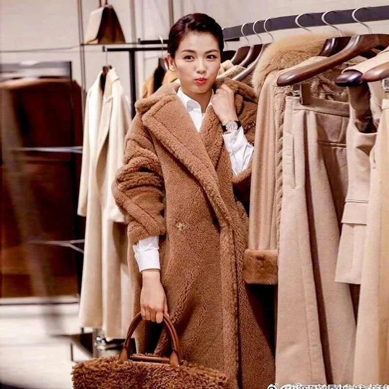 ICCLEK Liu Tao's same teddy bear coat women's new mid length sheep sheared lamb fur coat in autumn and winter 2019