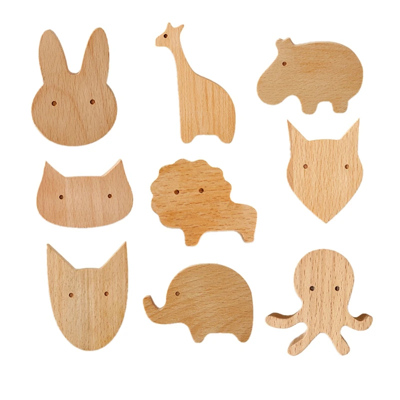 

Solid Wood Wall Hanging Hook Towel Coat Bag Clothes Storage Hook Self-Adhesive Wall-Mounted Children's Room Storage Rack