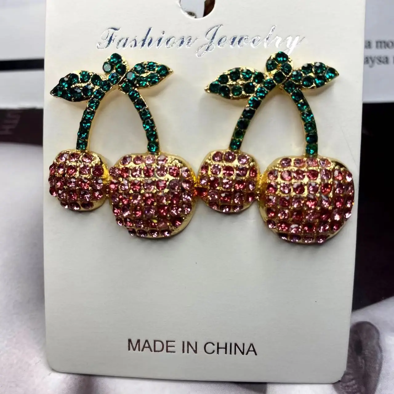 

2022 New Sweet Rhinestone Cherry Earrings Jewelry