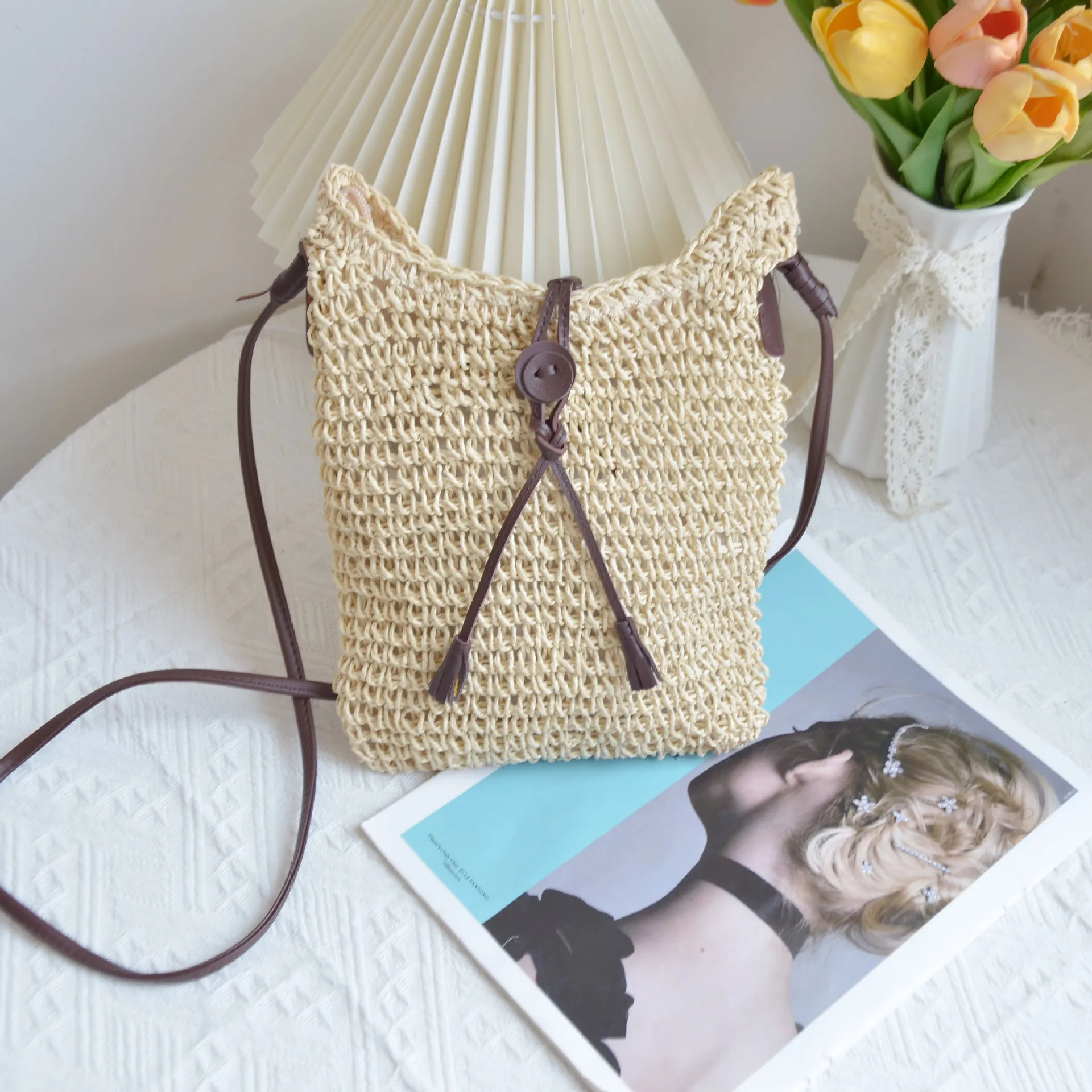 

Винтажная и Минималистичная тканая сумка через плечо в скандинавском стиле с бумажной веревкой ручной работы