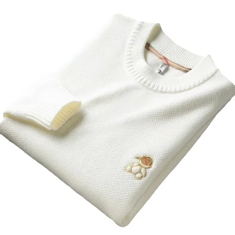 Роскошный зимний толстый теплый свитер с грейпфрутовым узором и круглым вырезом