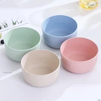 4pcs set eco friendly wheat straw bowls household rice salad bowls unbreakable children bowl set home round dinner plate dishes