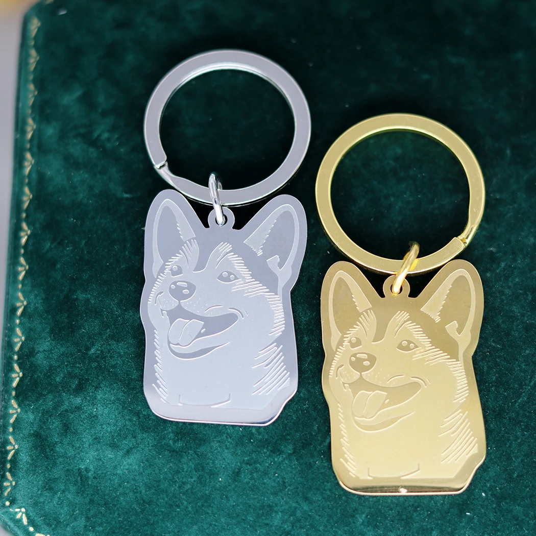 Брелок QIMING из нержавеющей стали для женщин милая бижутерия в виде собаки Шиба-ину