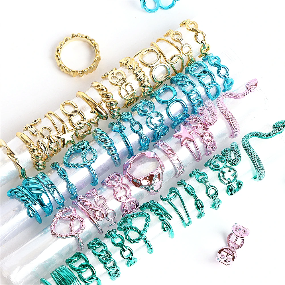 

Модные открытые кольца со змеиным сердцем и звездами в четырех цветах, 20 шт./лот, ювелирные изделия для женщин и мужчин, золотое, зеленое, син...