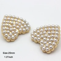 5pcslot size25mm golden heart pearl buttons metal shank button for garment sewing needlework decoration accessoriesss 2729