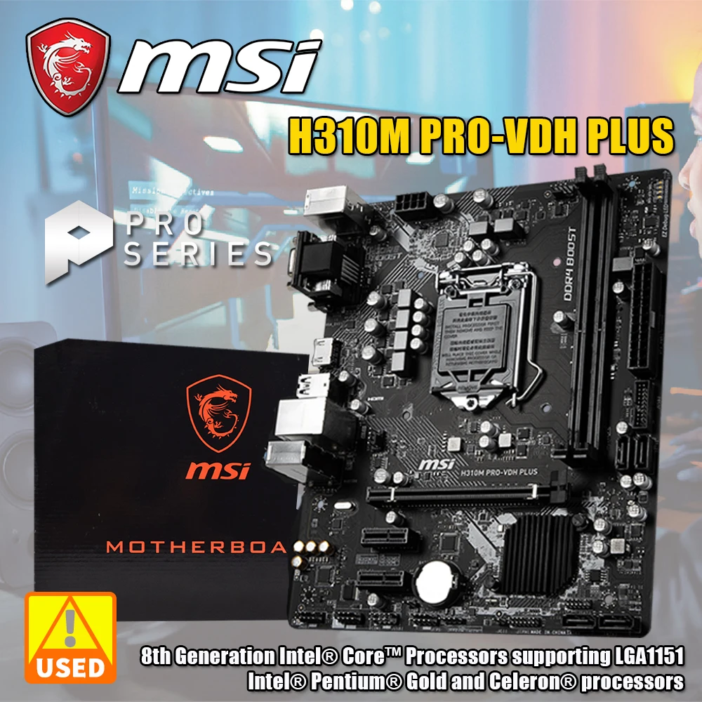 MSI H310M PRO-VDH PLUS LGA 1151 Motherboard DDR4 32GB PCI-E 3.0 USB3.1 VGA Micro ATX Placa-mãe For Core i7-9700K i3-8100 cpus