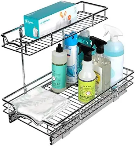 

Sink Pull-Out Sliding Shelf Organizer for Kitchen Heavy Duty with 5 Year Warranty, 11.5\u201DW x 21\u201DD x 14.5\u201DH, Requir