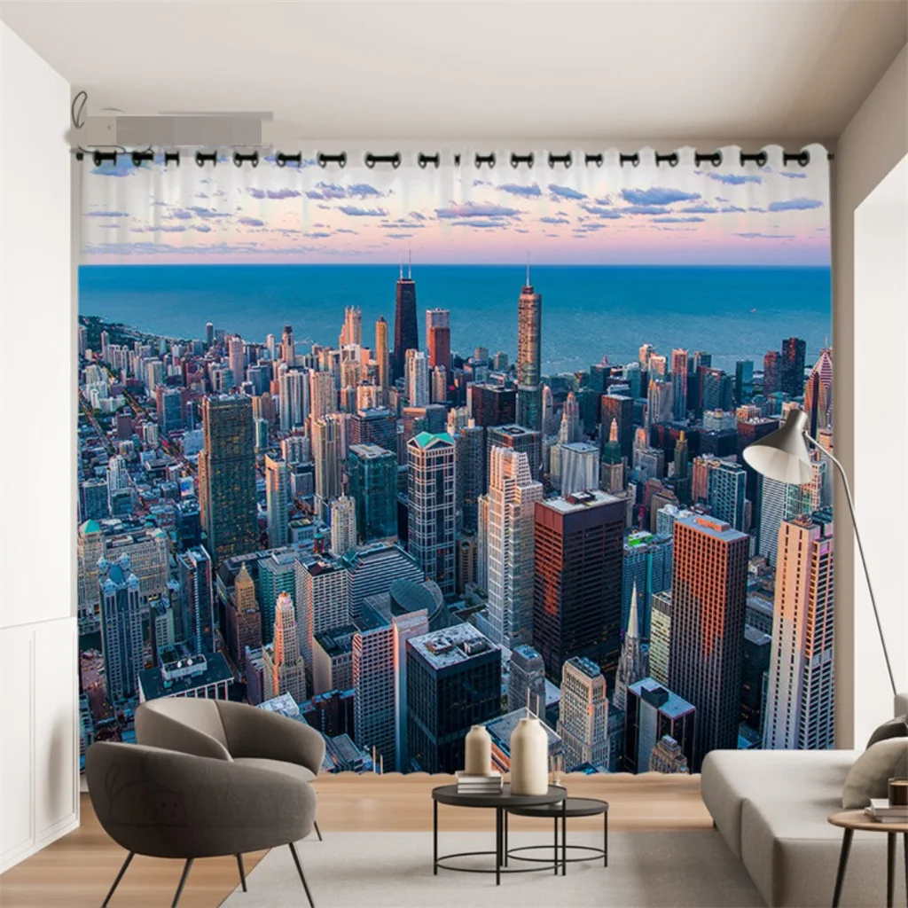 Snow Mountain Lake Nature Landscape Print Curtains Scenic Window Drapes 2 Panels Living Room Bedroom