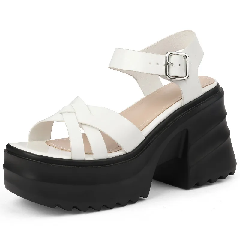 

Dilalula New Arrival Women Chunk Platforms Sandals Concise Patent Leather Pumps Summer Thick Heels Office Lady Party Shoes Woman