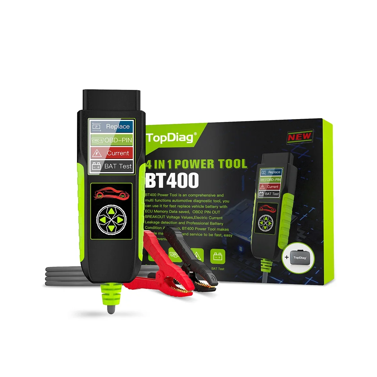 TopDiag BT400 Тестер автомобильного аккумулятора Анализ цепи 12 В 24 Тест утечки