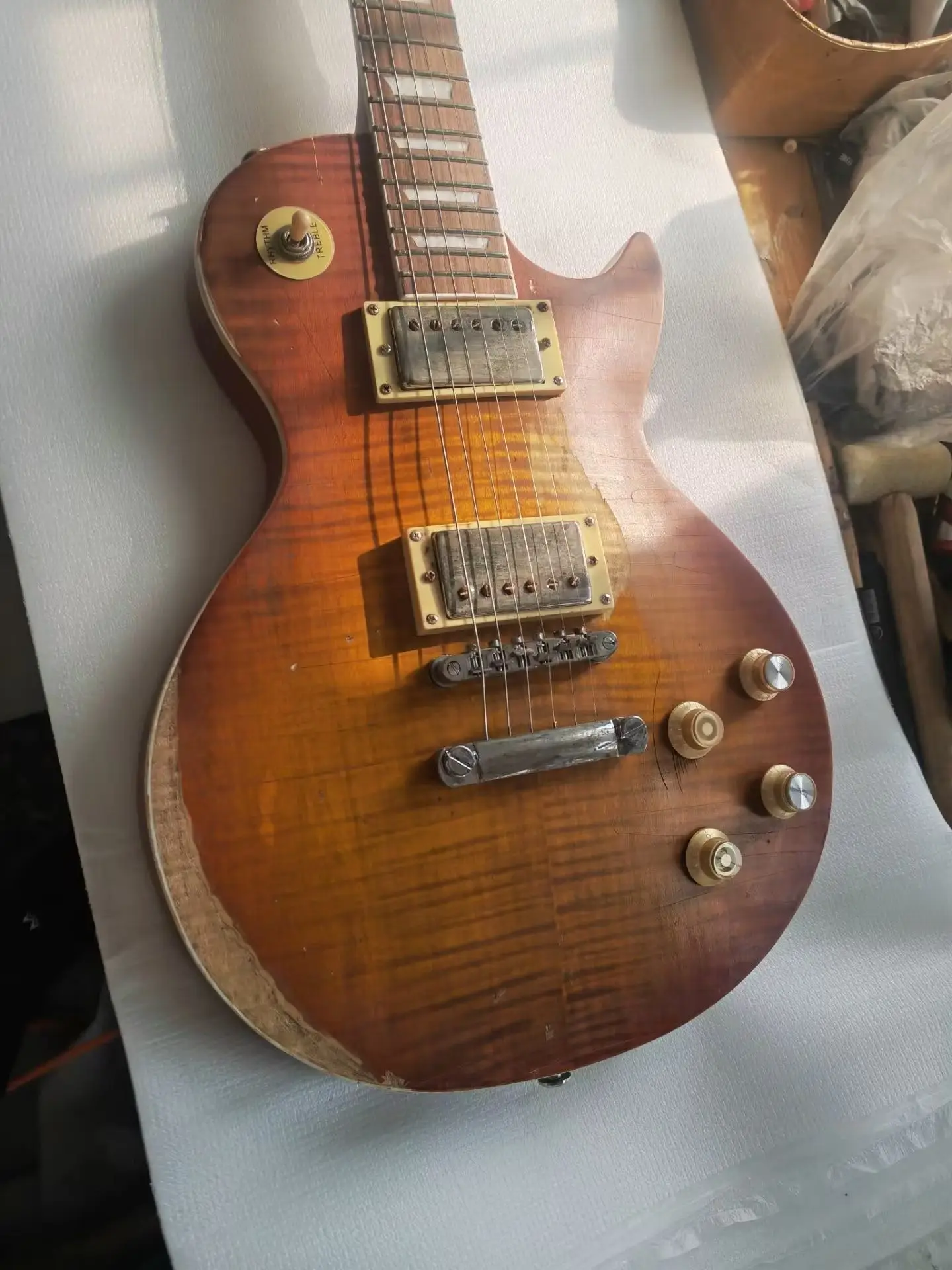 

Vintage Sunburst Flame maple top Electric Guitar Imported Hardware