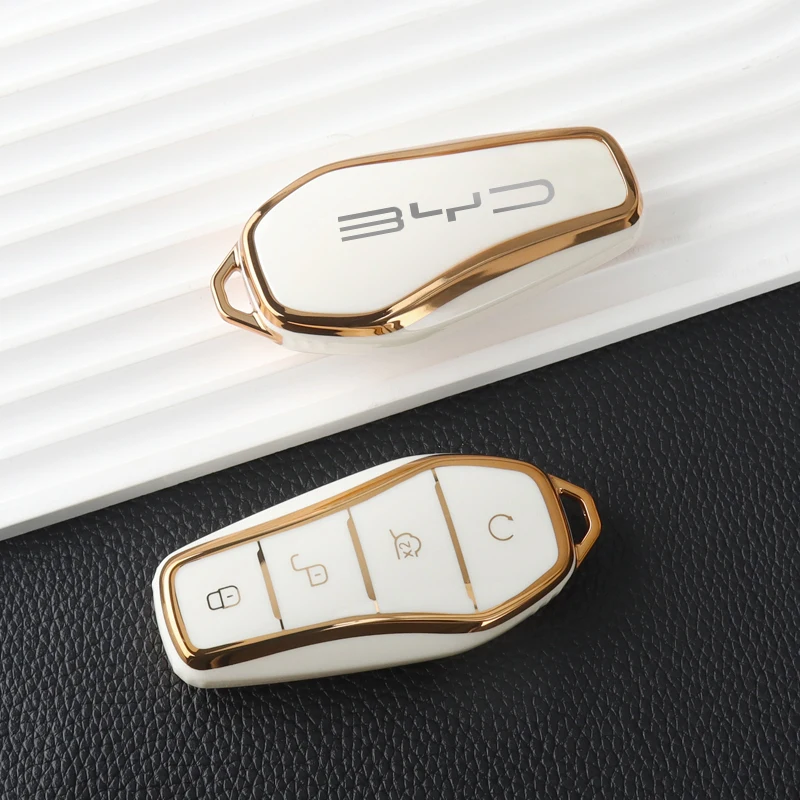 Фото Чехол для автомобильного ключа BYD Qin Plusdmi Atto 3 Han EV Dolphin TPU, защитный чехол для автомобильного ключа, брелок для ключей BYD, аксессуары для интерьера №5