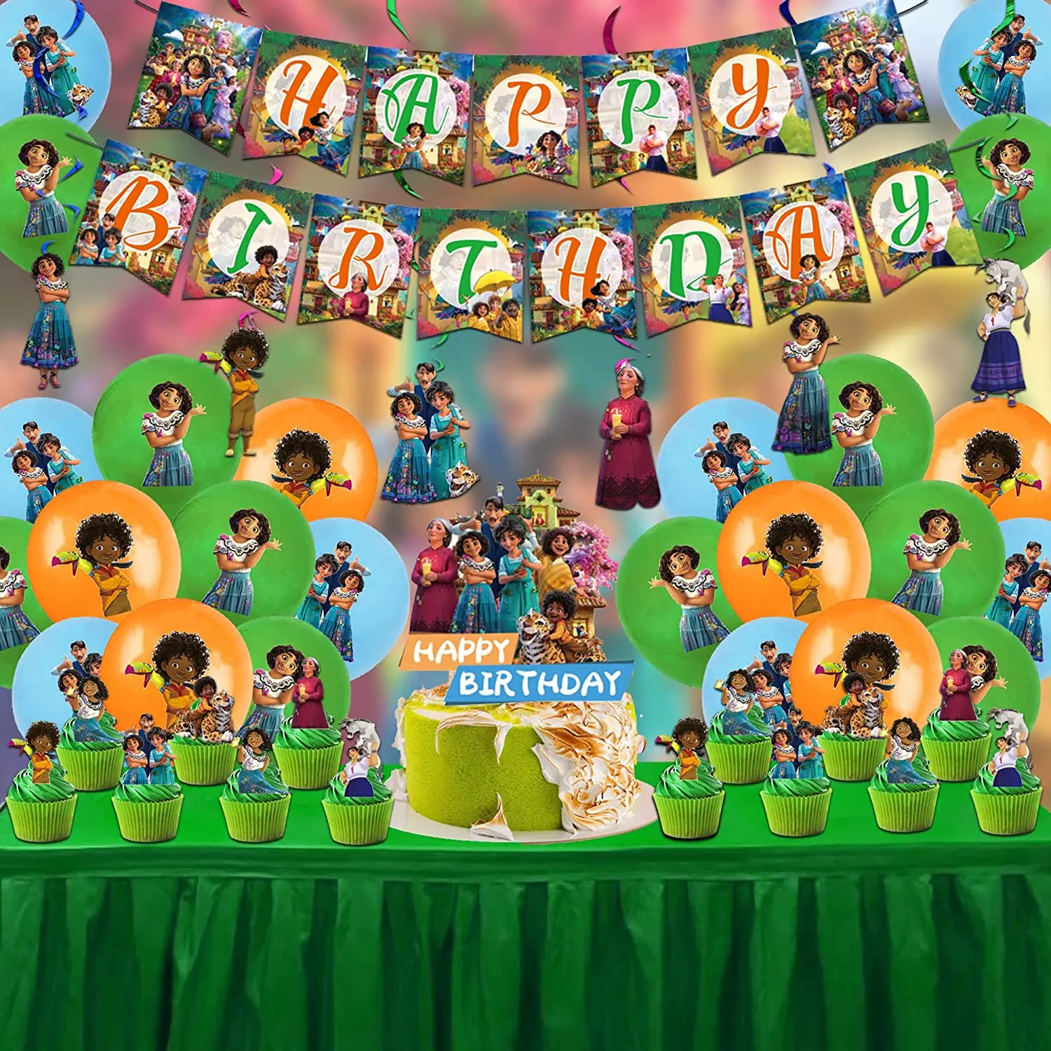 disney encanto mirabel movie madrigals birthday party disposable tableware cup plate napkin cake topper decoration supplies free global shipping