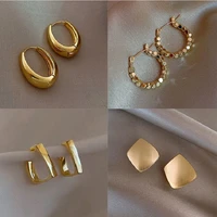 gmgyq 2022 summer new arrival personality retro simple metal style stud earrings for ladies pop party jewelry