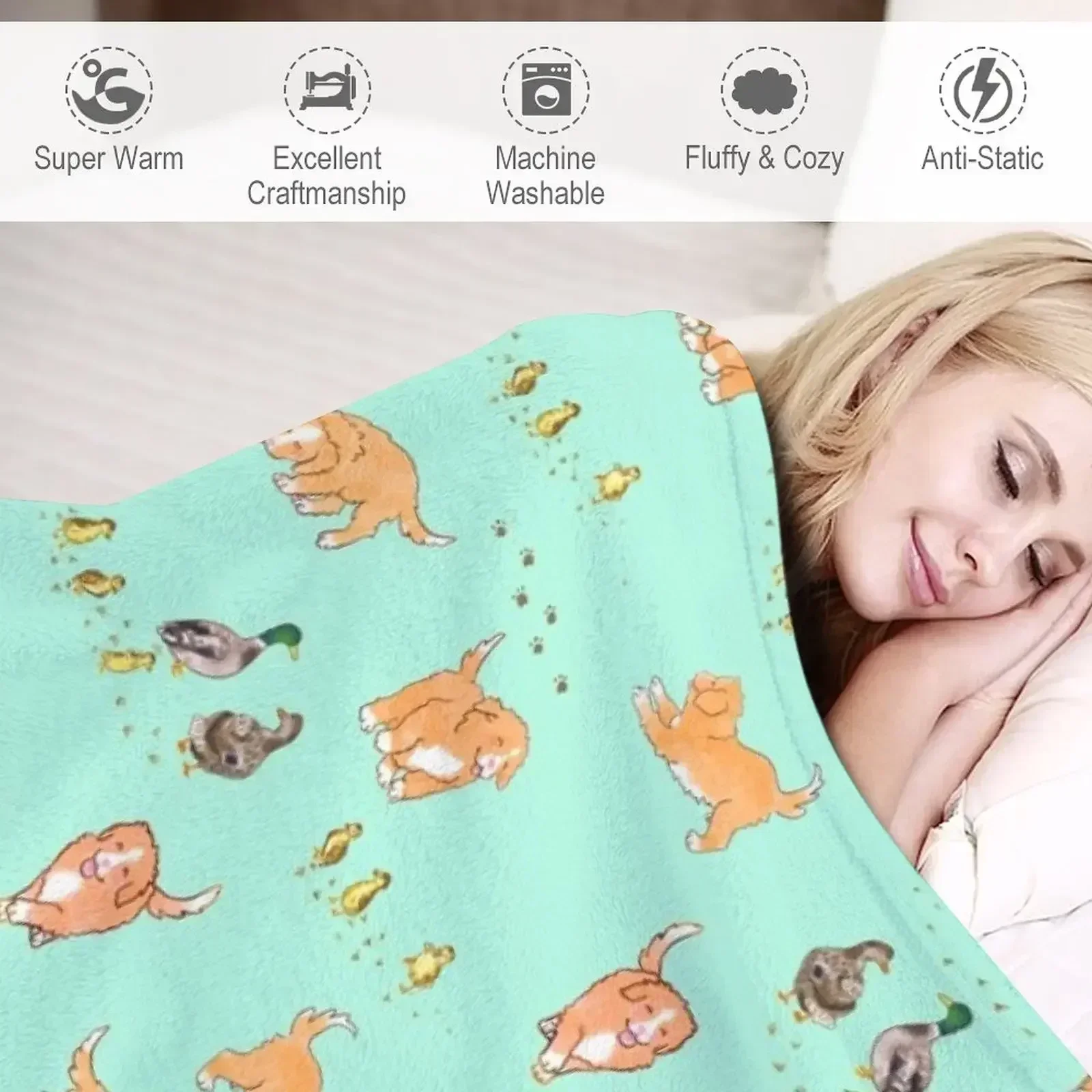 Толлер щенки и утки — мятное одеяло очень большое на заказ