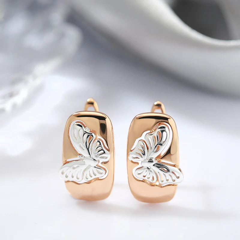 

Minimalist Silver Color Smooth Butterfly Women's Drop Earrings 585 Gold Fashion Jewelry Girls Student Personality Earrings