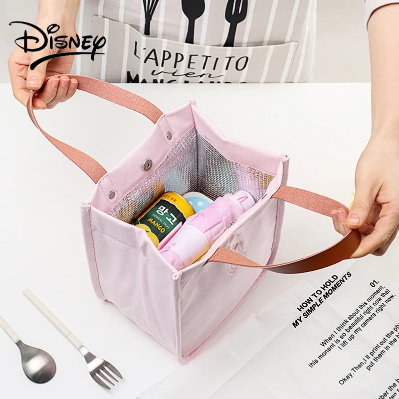 Authentic Disney Canvas Aluminum Foil Rice Bag Handbag Student Office Worker Lunch Picnic Bag Large Capacity Bags for Women