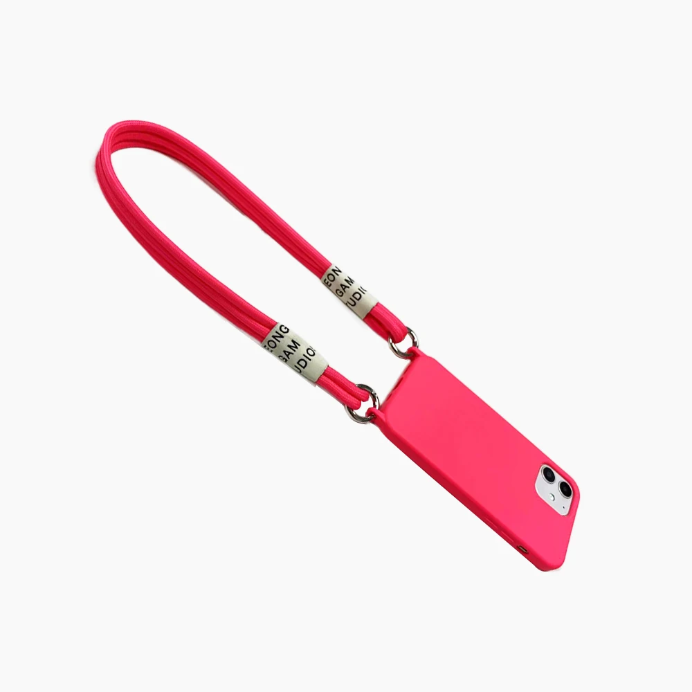 

Crossbody Necklace Lanyard Soft Case For iPhone 13 11 12 Pro Max Mini XS X XR 8 7 Plus SE 2020 Weave Wristband Keychain Cover