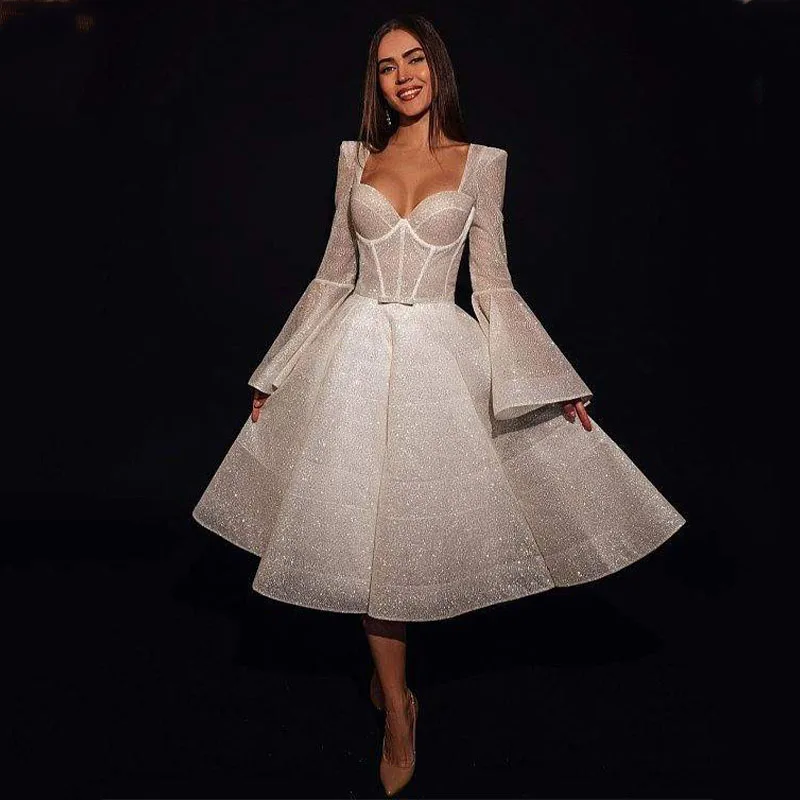 

Потрясающие Короткие свадебные платья с рукавами «летучая мышь» и завязкой сзади