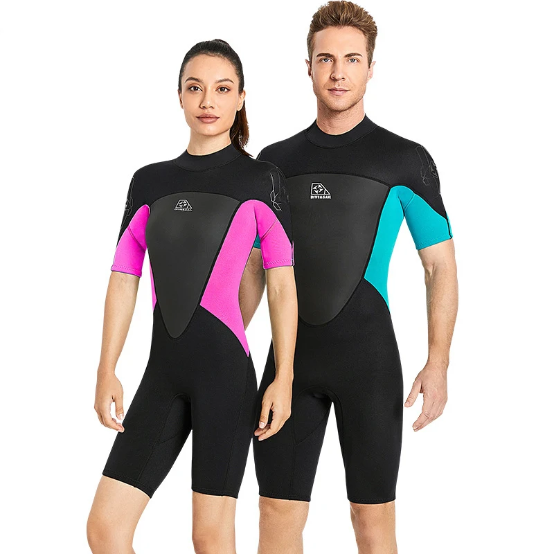 

New 2mm Neoprene Wetsuit Swimwear Men And Women Short Sleeve Swimsuit Scuba Diving Suit One Piece Surfing Jellyfish Wet Suit