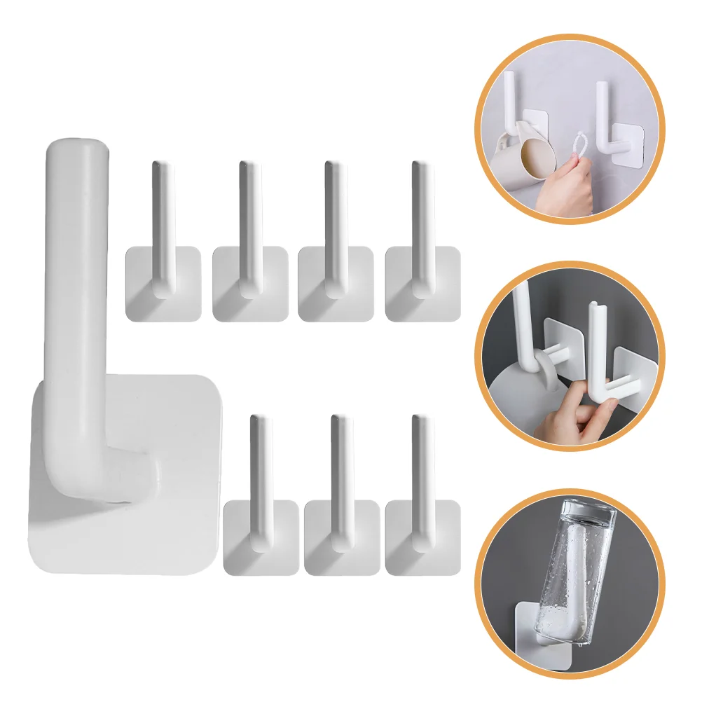 

8pcs Multipurpose Bathroom Hooks Hanging Hooks Stick on Hooks Kitchen Hooks Towel Hooks