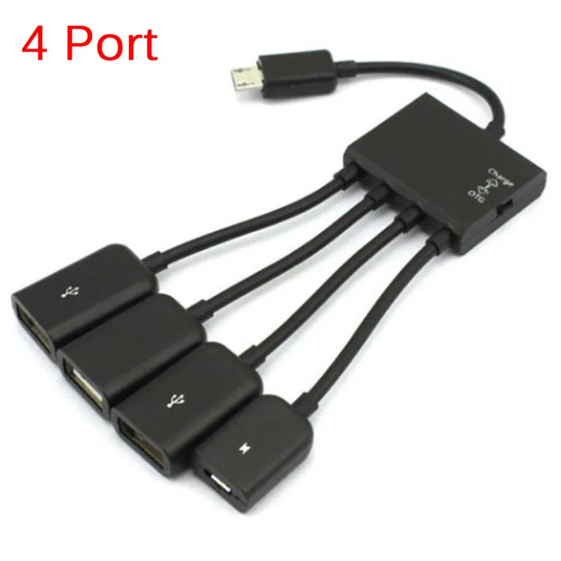 1PC 3 in 1/4 1 Micro USB Host OTG Charge Hub Cord Adapter Splitter for Android Smartphones Tablet Black Cable 20cm - купить по