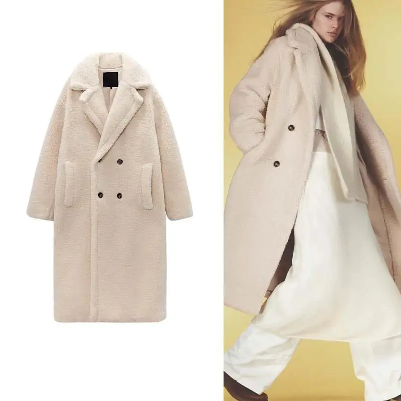 

Long Teddy Bear Jacket Coat Women's Winter 2022 Thickened Warm Oversized Chunky Jacket Coat Women's Faux Lamb Fleece Fur Coat