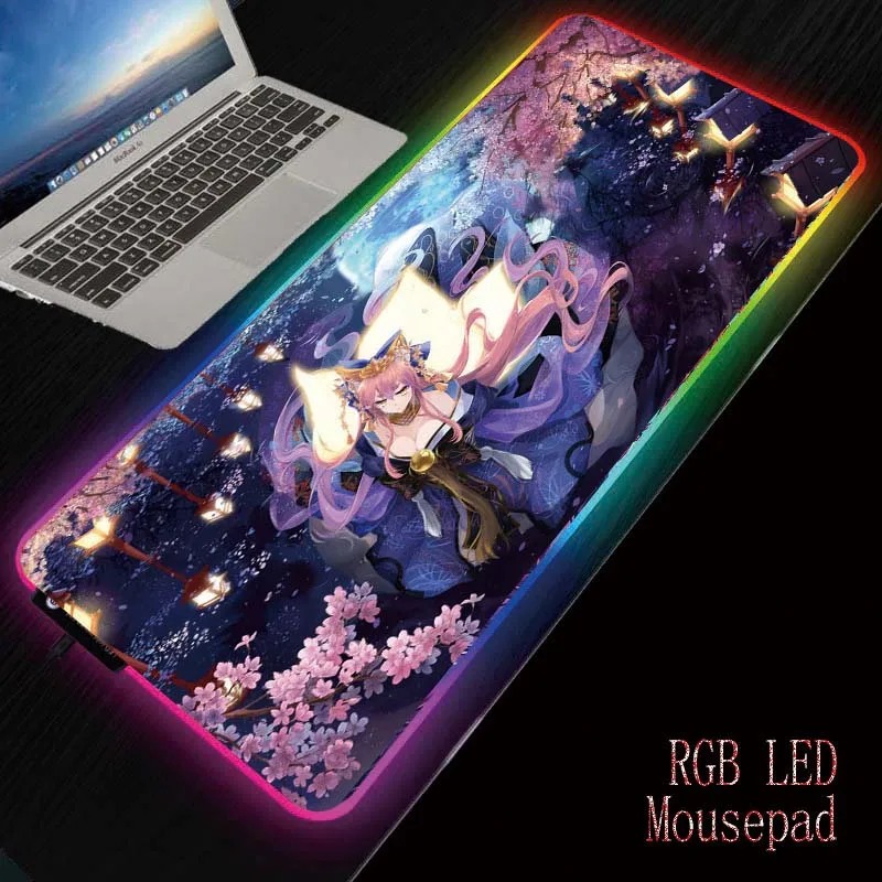 

MRGBEST Anime Girl Flower Fantasy Landscape Large Gaming Mouse Pad RGB USB Glowing Gamer Keyboard Lighting Computer Mousepad