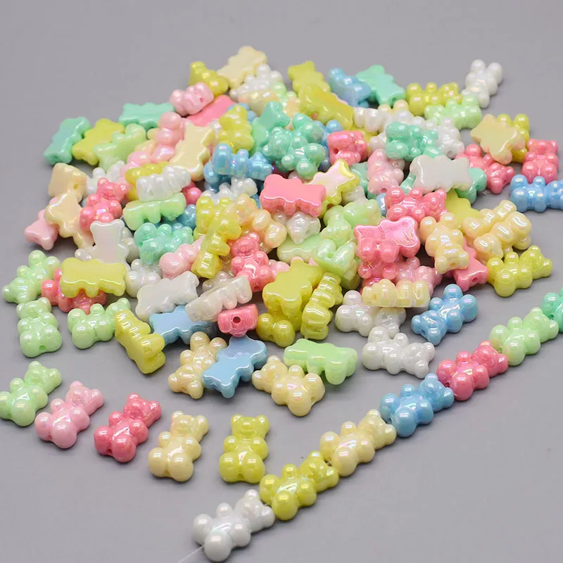 

AB Color Cute Gummy Bear Acrylic beads for Jewelry Making Necklace Bracelet Bears Christmas Gift Vertical hole