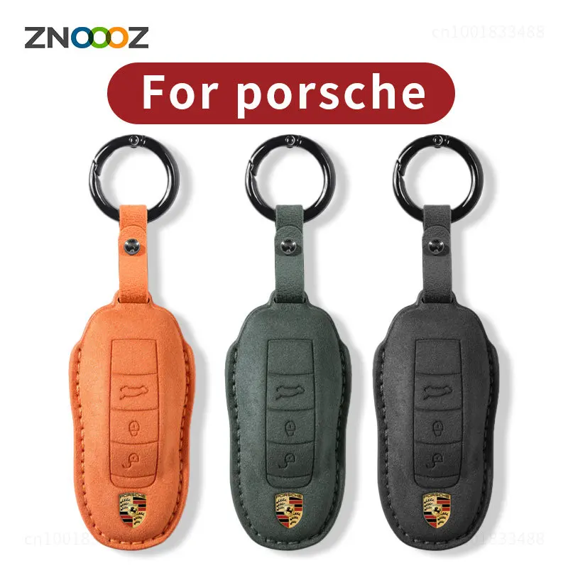 Leather Alcantara Key Case Fob Covers Set Shell for Porsche Panamera Spyder Carrera Macan Boxster Cayman Cayenne 911 970 981 991