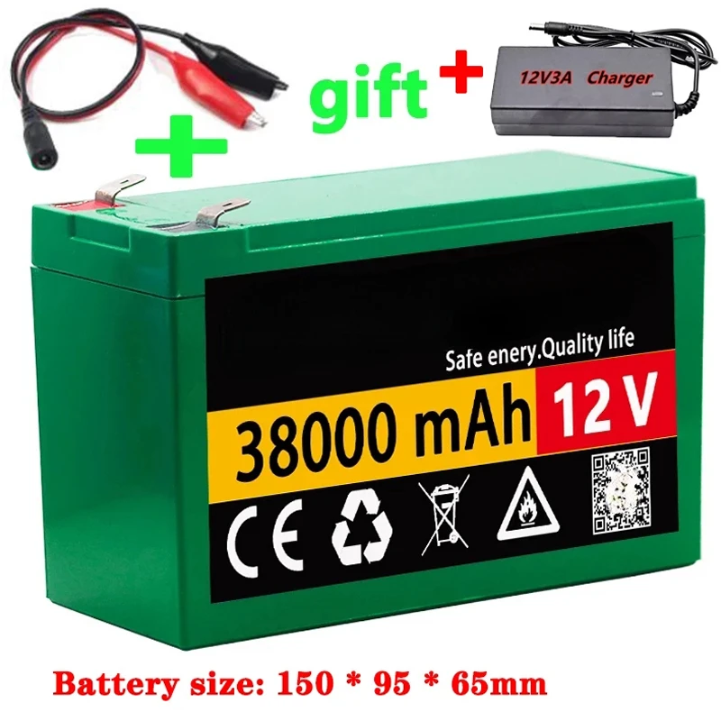 

NEW 12V 38Ah 18650 Lithium Battery Pack 3S6P Built-in High Current 30A BMS For Sprayers Electric Vehicle Batterie+12.6V Charger