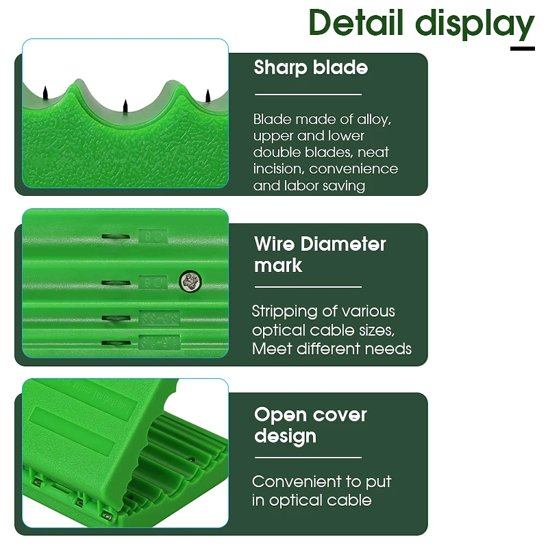 1.5-11mm Fiber Optic Ribbon Optic Cable Stripper AUA-09 Longitudinal Center Pipe Stripping Tool Tube Slitter Green