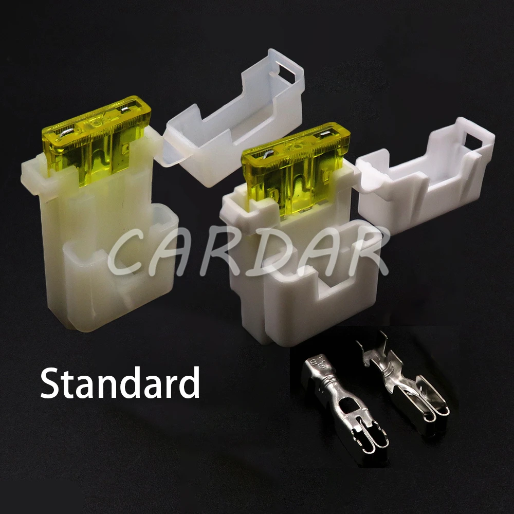 

1 Set Standard Car Insurance Socket White Medium Fuse Box Assembly with 2pcs Terminals Middle Blade Fuse Holders