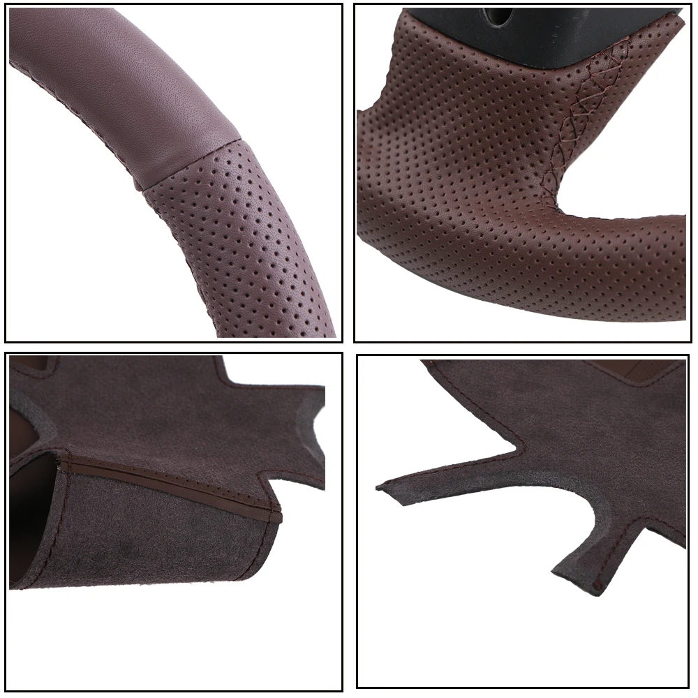 Прошитый вручную оригинальный кожаный автомобильный чехол на руль для Nissan Almera N16