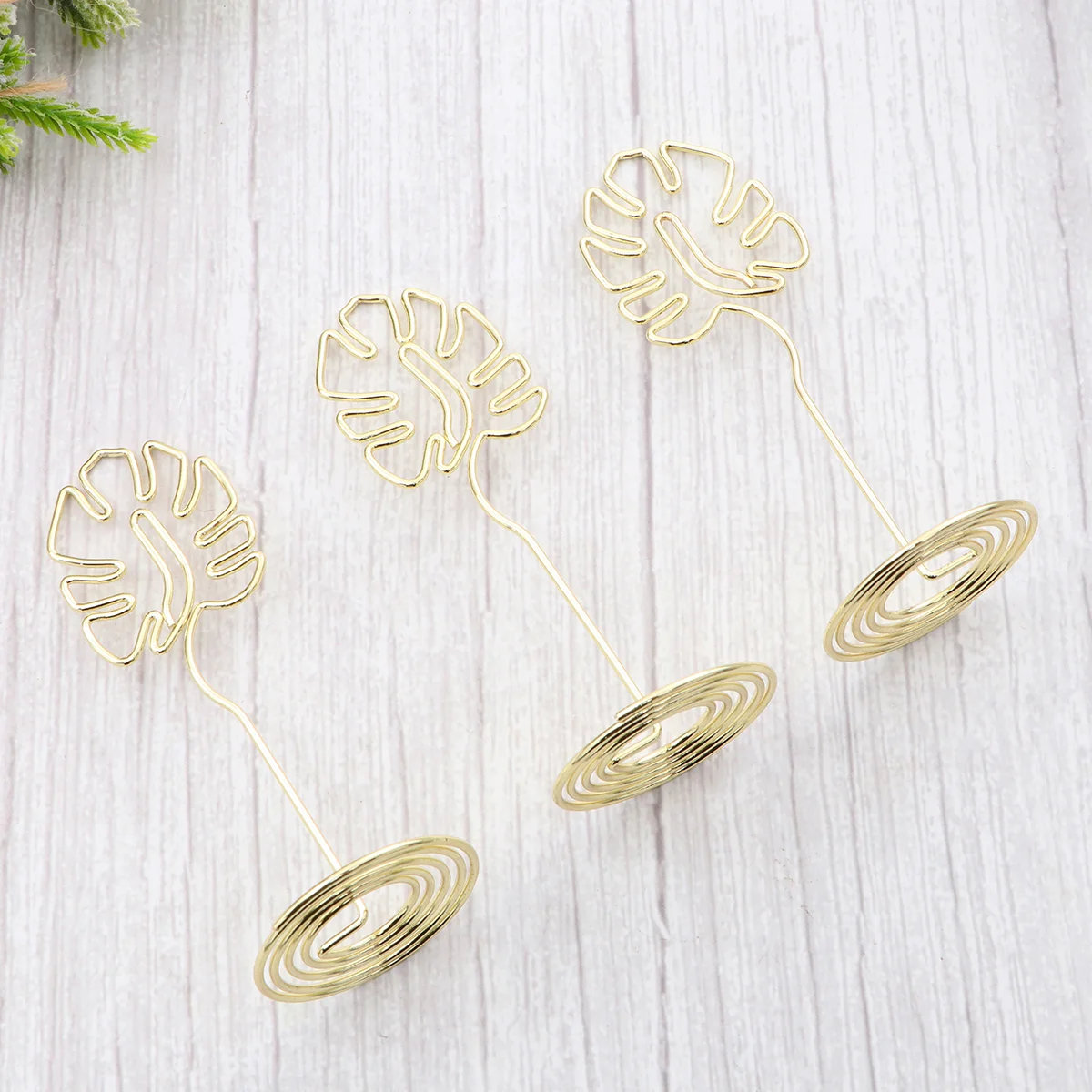 

Table Holder Numberstand Clip Wedding Photo Stands Memo Decoration Place Name Note Picture Palm Leaves Metal Sign Party Wire