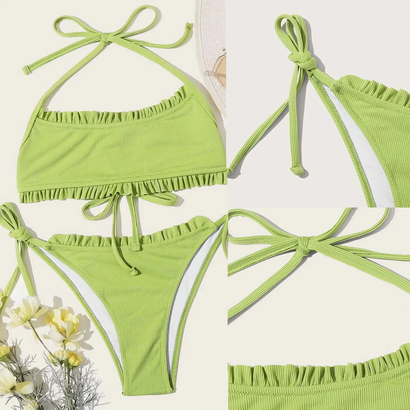 Two-piece Lace Up Bikini Swimsuit Woman Free Shipping Sexy Brazilian Bathing Suit Beachwear Summer Летний Костюм Женской |