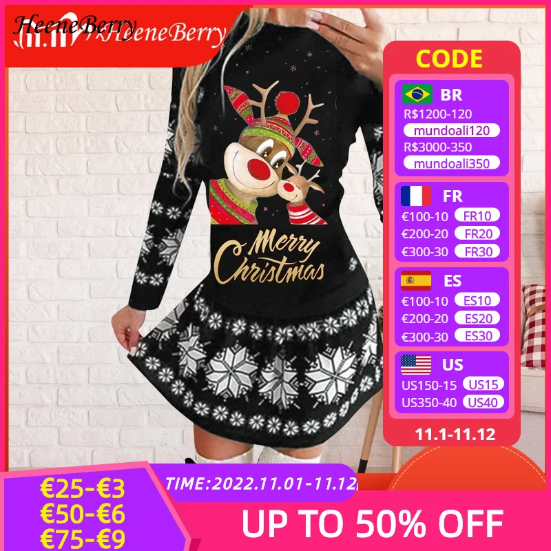 

Женское Плиссированное мини-платье с рисунком оленя и снежинки