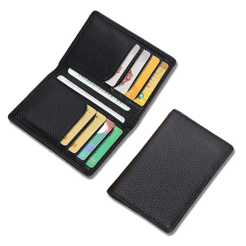 

2022 Luxury RFID Bifold Small Card Wallet for Men Genuine Leather Slim Solid Bank Card ID Holder Purse Men's Credit Card Holders
