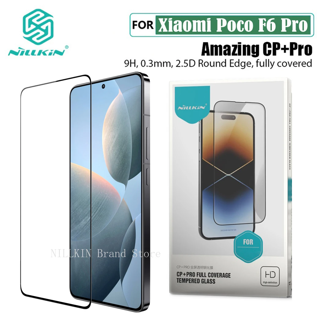 Закаленное стекло Nillkin для Xiaomi Poco F6 Pro удивительное CP + PRO Взрывобезопасное полное