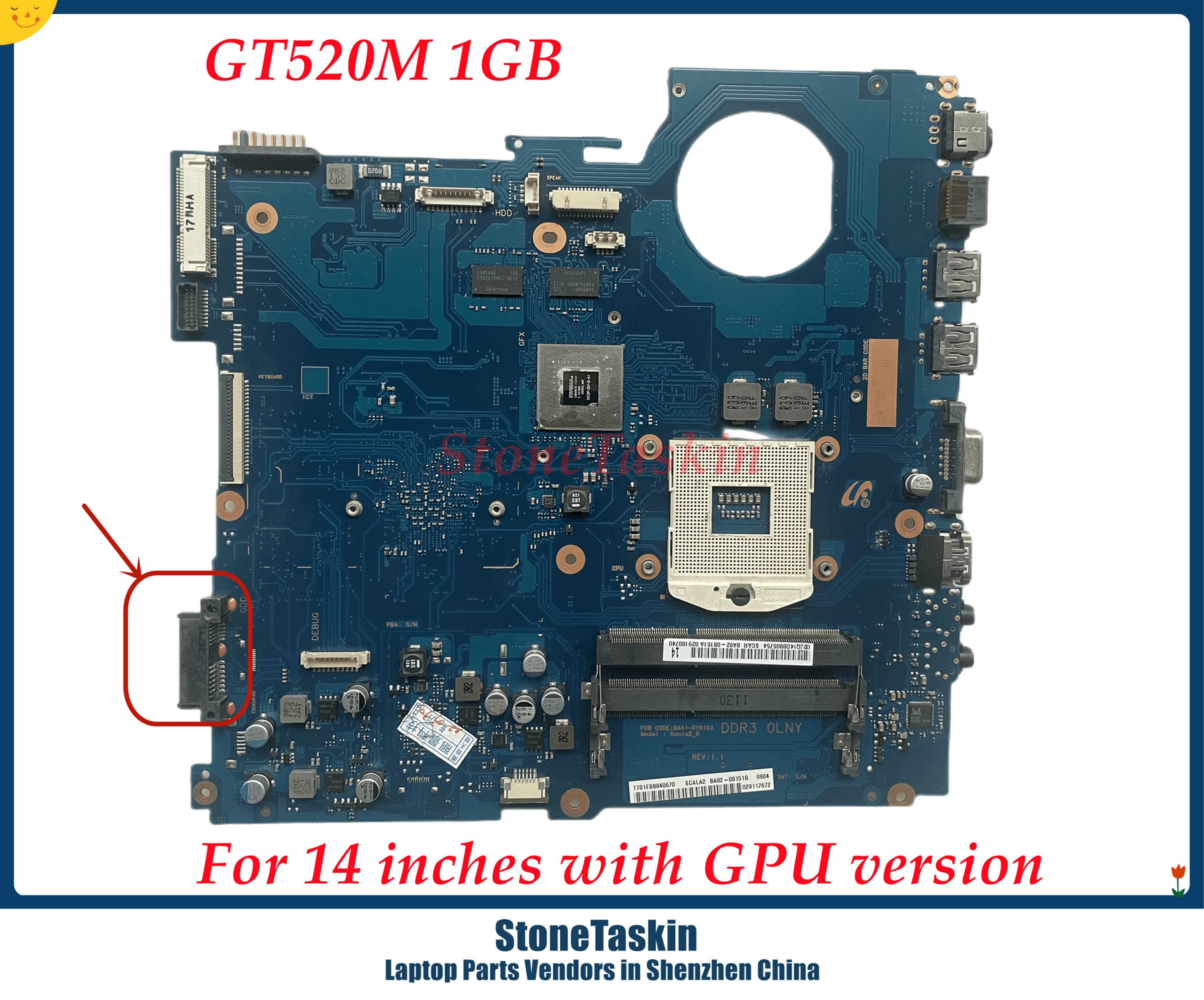 Материнская плата StoneTaskin для ноутбука Samsung RV420 HM65 GT520M 1 ГБ PGA989 DDR3 100% протестирована