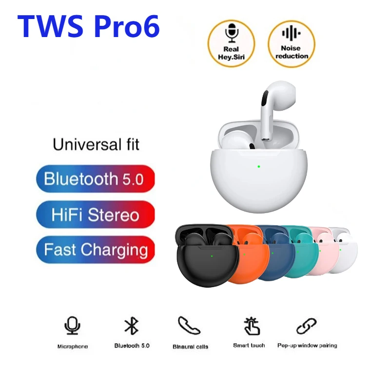 

Original Pro 6 Wireless Bluetooth Earphone TWS Headphone Mini In Ear Sports Game Music Fone Bluetooth Headset Earbuds Pro6