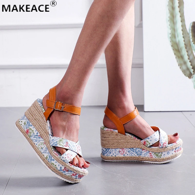 

Women's Sandals Fashion Roman Shoes 2022 Summer Big Wedge Heel Open Toe Sandals Outdoor Casual Beach Slippers Platform Shoes