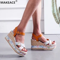 womens sandals fashion roman shoes 2022 summer big wedge heel open toe sandals outdoor casual beach slippers platform shoes