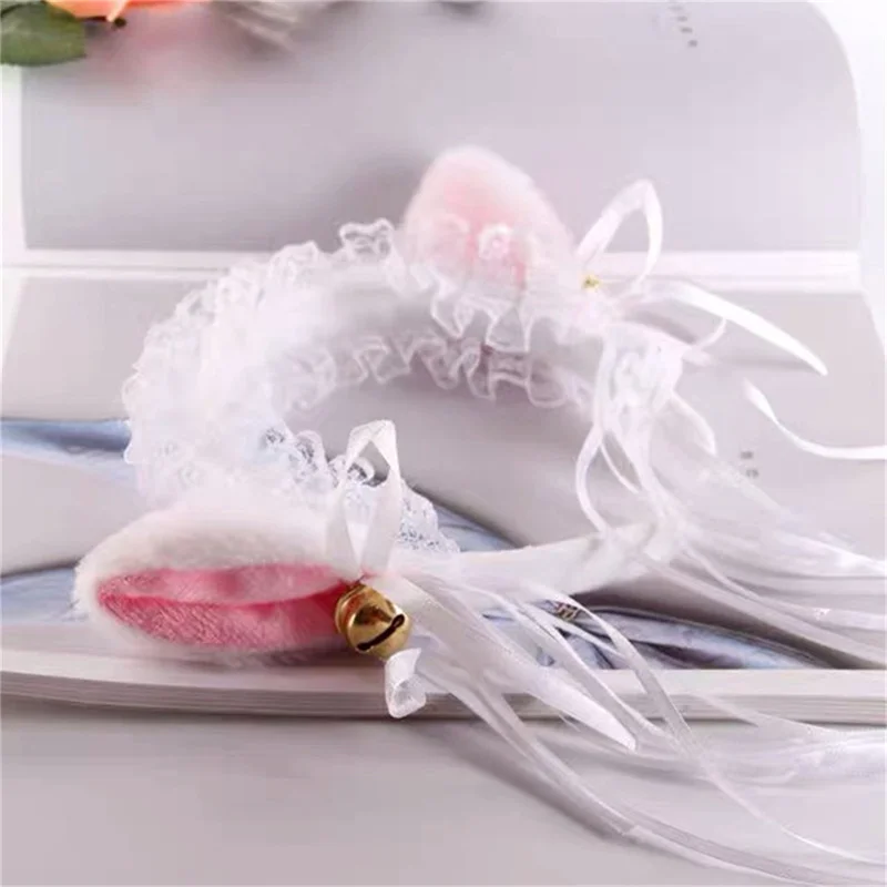 Милые кружевные головные уборы для косплея с кошачьими ушками Ленточные повязки