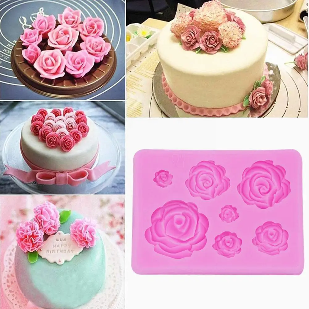 

Rose Flower Silicone Molds Candy Polymer Clay Mold Cupcake Cake Party Wedding Chocolate Fondant Topper Baking Decorating To N3B5