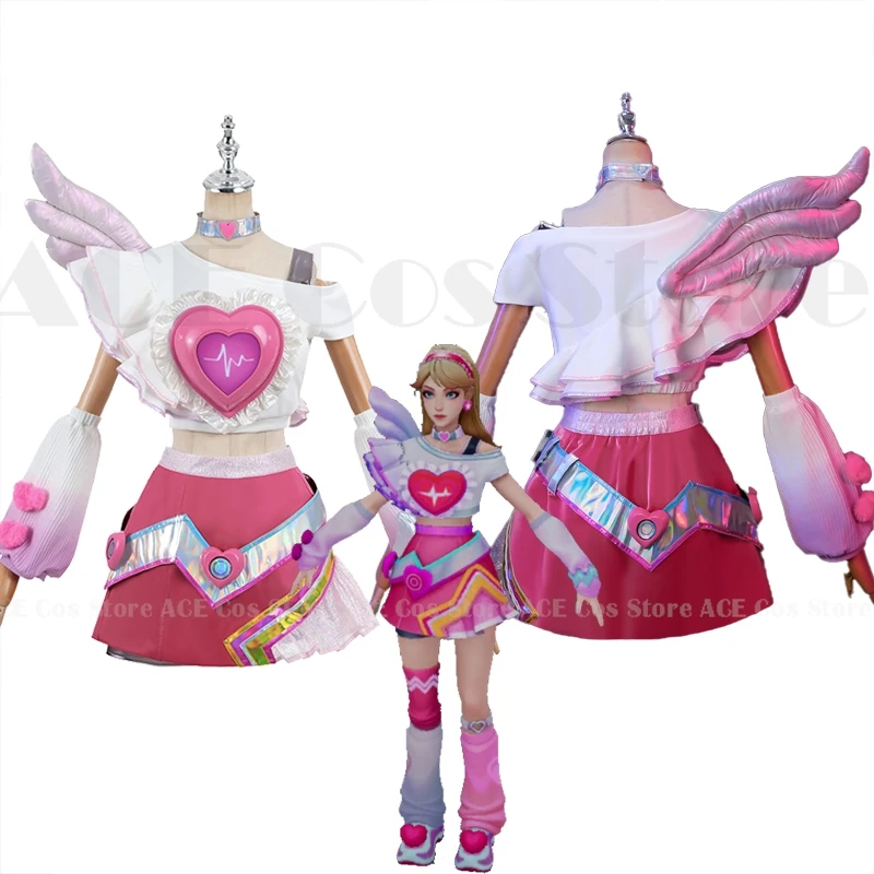 Женский костюм для косплея LOL Lovestruck Lux парик новая кожа розовая юбка милый полный