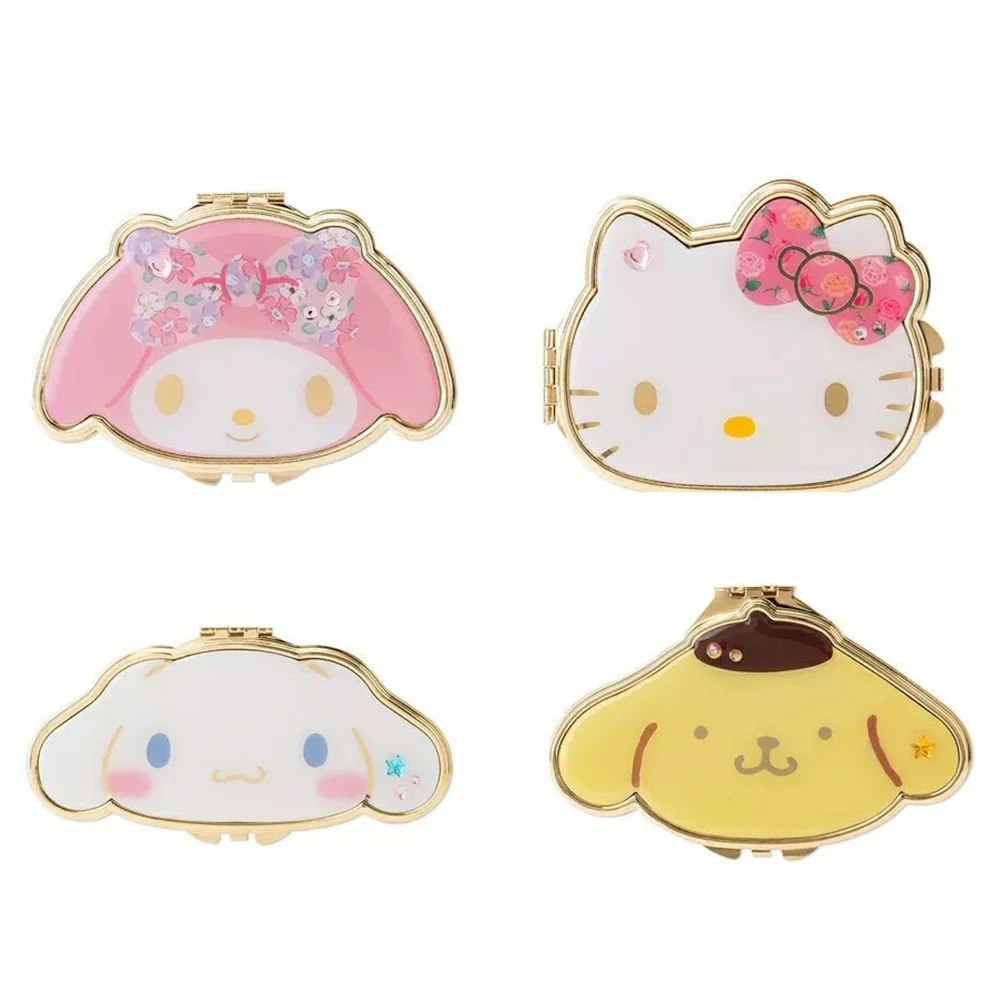 

Kawaii Sanrioed аниме портативное зеркало для макияжа Cinnamoroll Kitty My Melody Мультяшные зеркала косметические аксессуары Подарки для девочек