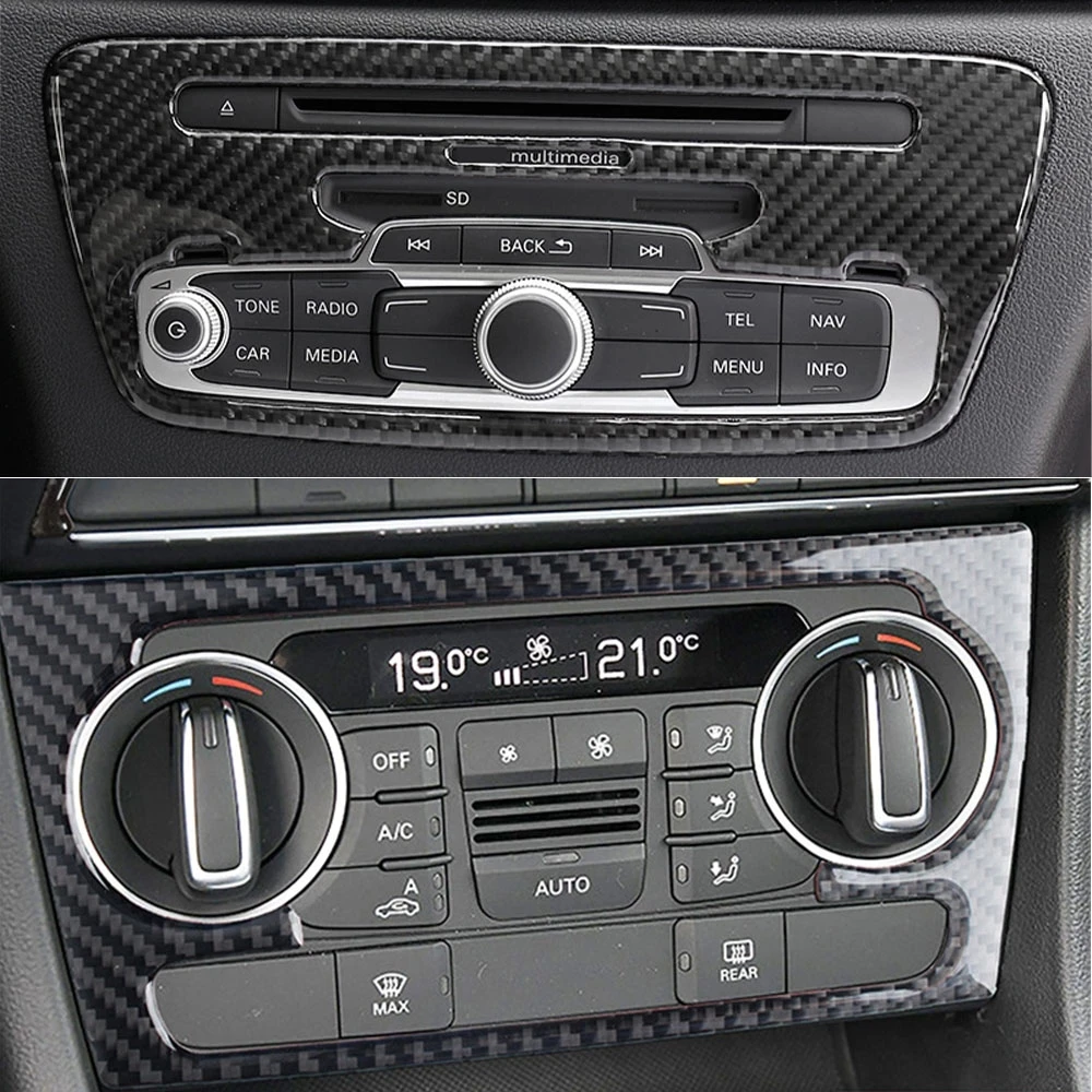 

Консоль из углеродного волокна для Audi Q3 2012-2018, декоративная крышка для панели компакт-дисков, наклейка на рамку управления кондиционером, автомобильные аксессуары