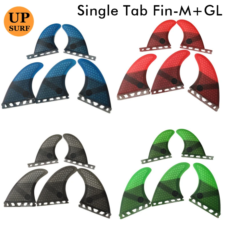 SUP Fins Single Tabs G5+GL Honeycomb Surfboard Single Tabs Fins Green/Blue/Grey/Red Color Tri-quad fin set for Surfing