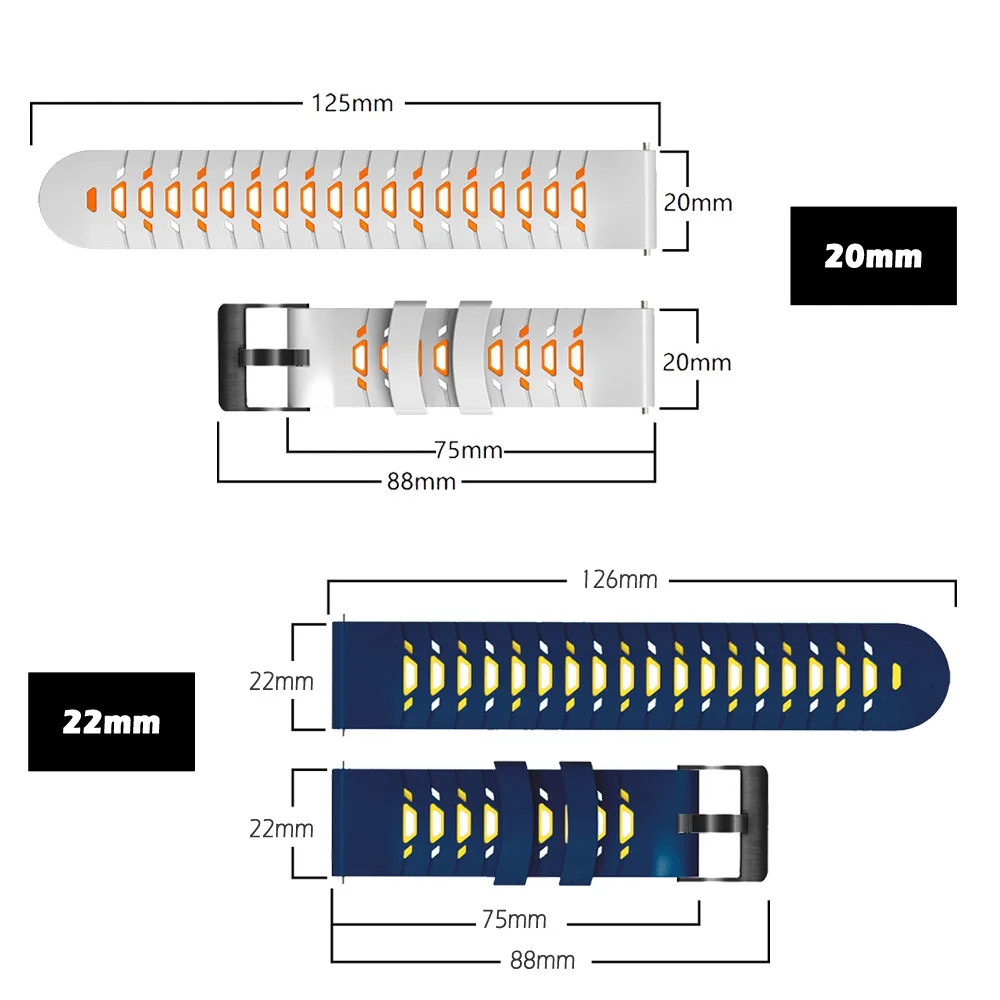 Ремешок силиконовый 20 22 мм для смарт-часов Garmin Vivoactive 4 3 3t HR CAME 2 SQ браслет Forerunner 645 245